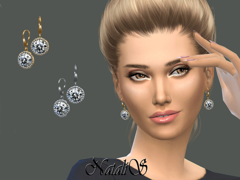 The Sims Resource - NataliS_Halo daimond drop earrings