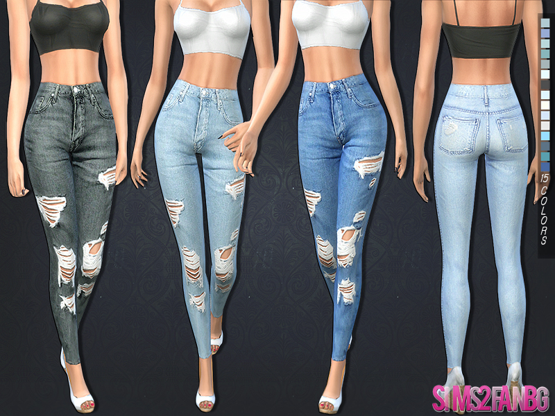 The Sims Resource - 198 - Ripped skinny jeans