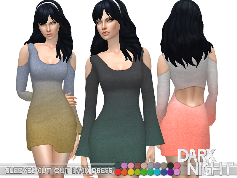 The Sims Resource - Sleeves Cut Out Back Dress