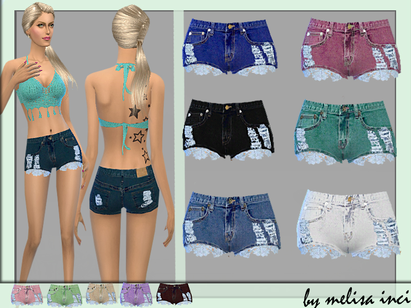 The Sims Resource - Denim and Lace Shorts