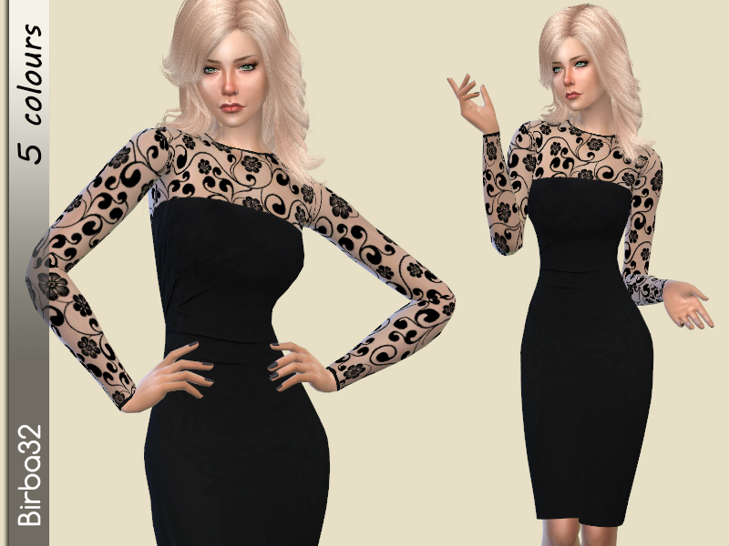 The Sims Resource - Black autumn dress