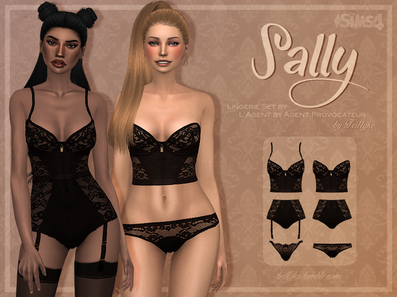 The Sims Resource - Trillyke - Black Lingerie Collection (Vanesa and Sally)