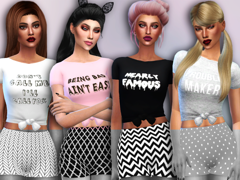 The Sims Resource - 'Troublemaker' Crop Tops