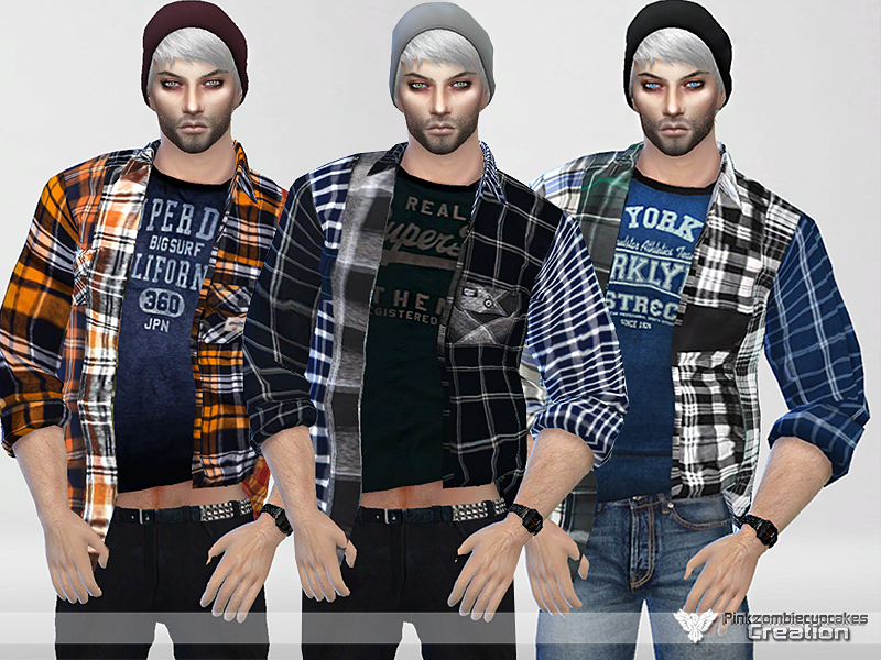 The Sims Resource - Mixed Panel Shirt Collection