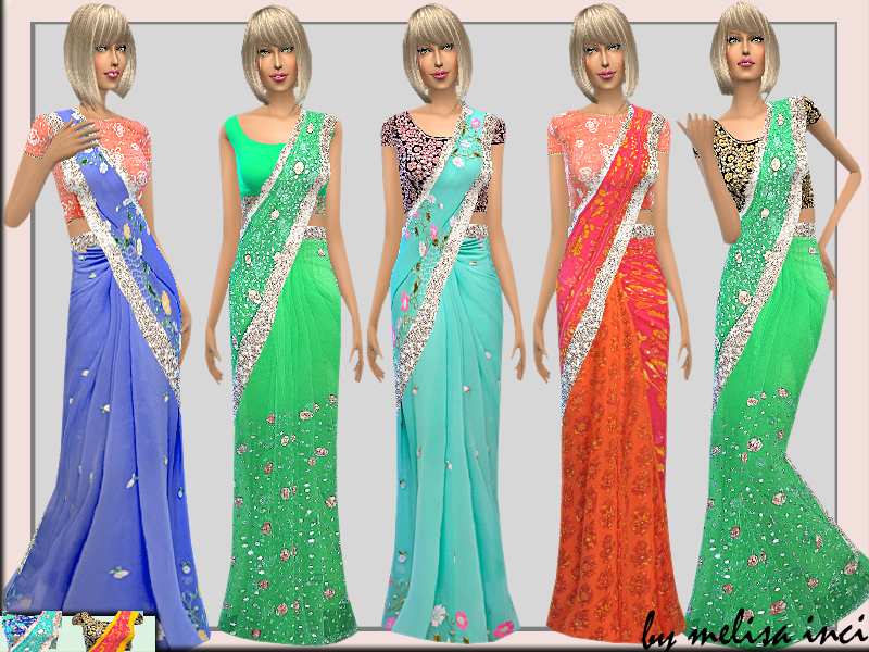 The Sims Resource - Embroidered Silk Saree