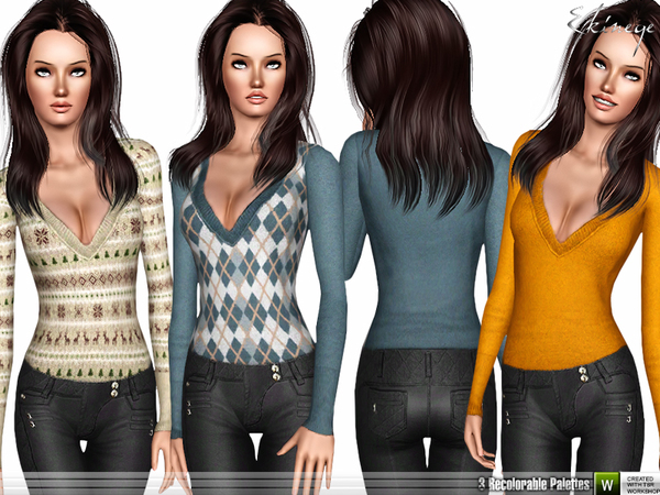 The Sims Resource - V-Neck Sweater Top