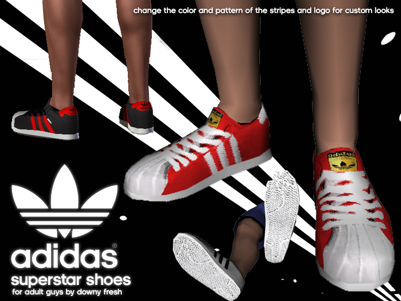 The Sims Resource - Adidas SUPERSTAR Shoes for Guys Trefoil