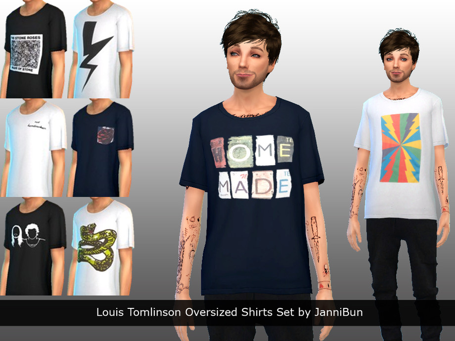 The Sims Resource - Louis Tomlinson Nineteen Oversized Shirts Set ...