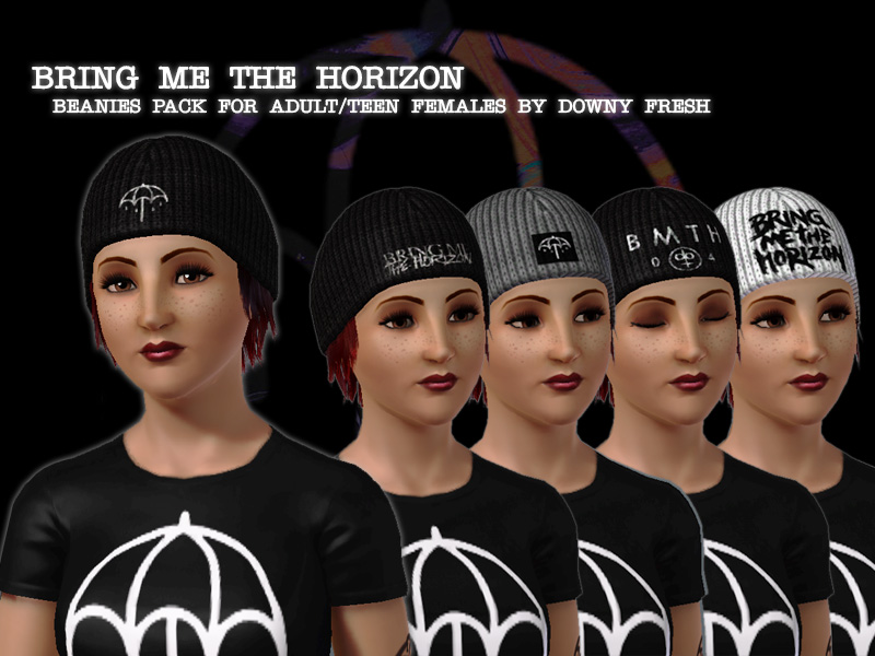The Sims Resource - Bring Me The Horizon Neutrals Beanie Pack for Girls