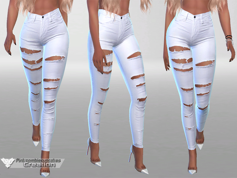 The Sims Resource - White Ripped Summer Jeans