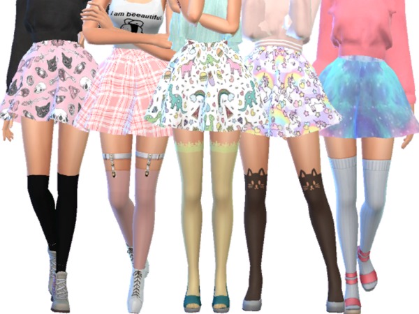 The Sims Resource - Pastel Gothic Skirts - mesh needed