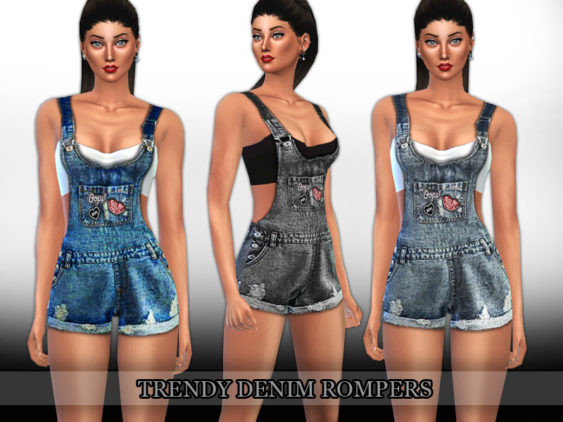 The Sims Resource - Trendy Denim Rompers