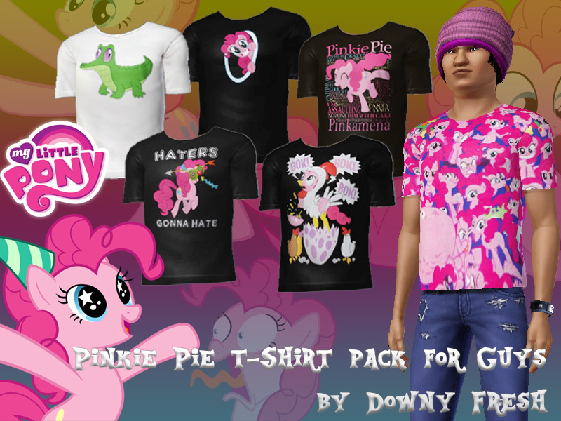 The Sims Resource - My Little Pony: Pinkie Pie T-Shirt Pack for Guys