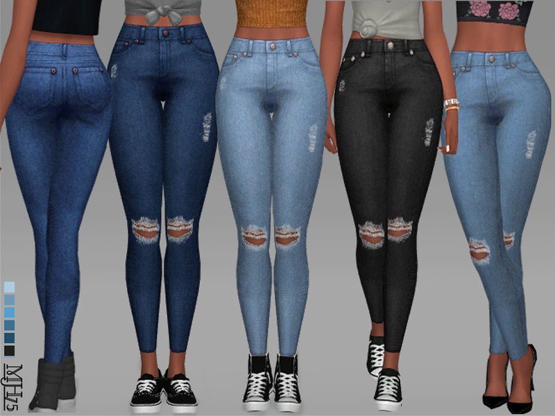 The Sims Resource - S4 High Waisted Ripped Jeans