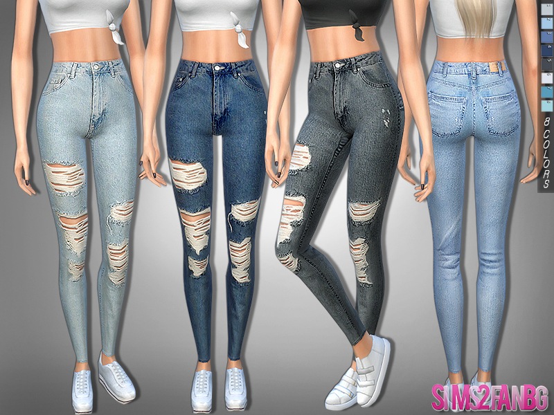 The Sims Resource - 322 - Ripped Skinny High Jeans
