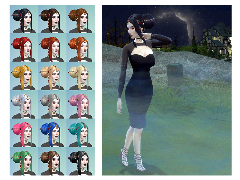 The Sims Resource - Vampire Gem and Chain Hair Accessory Recolor - Vampire  GP