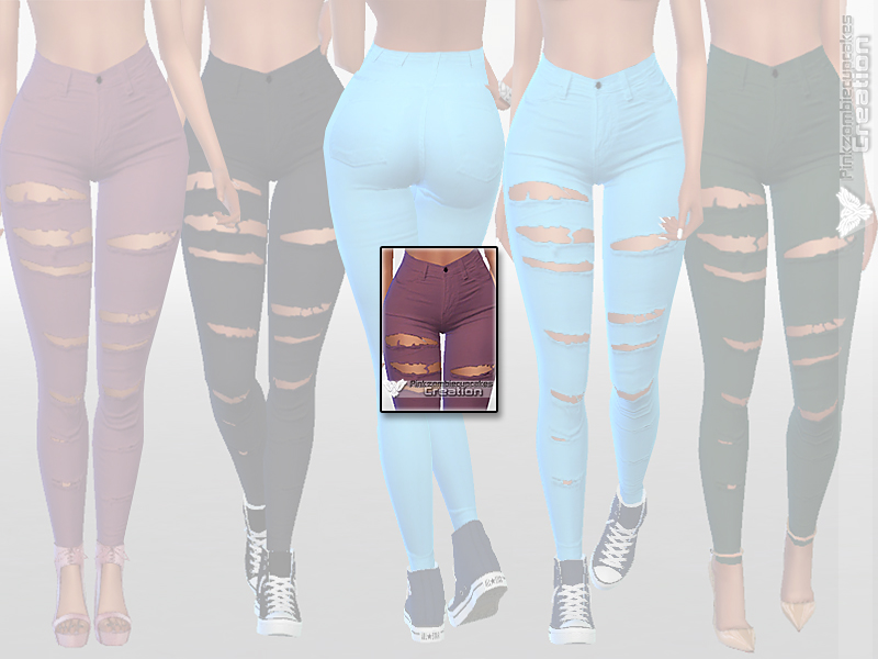 The Sims Resource - White Ripped Summer Jeans in More Colors