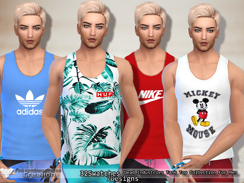 The Sims Resource - Dead Industries Tank Top Collection For Men