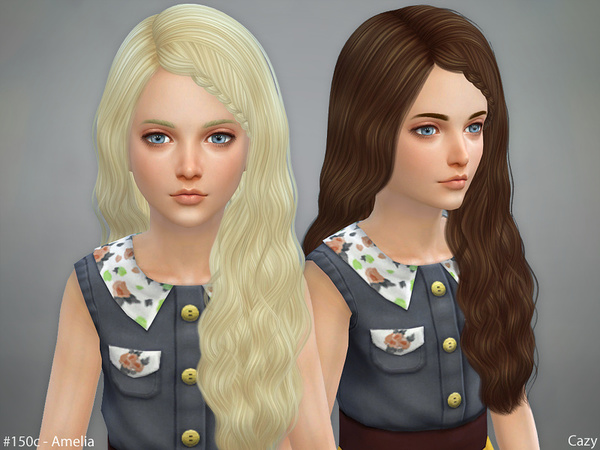 The Sims Resource Retexture Amelia Hairstyle Braided Child Mesh