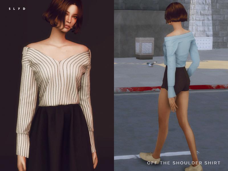 The Sims Resource - Off The Shoulder Shirt