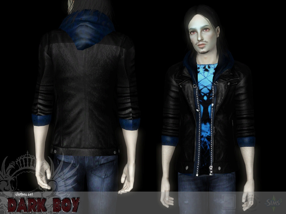 The Sims Resource - Dark boy Leather Jacket
