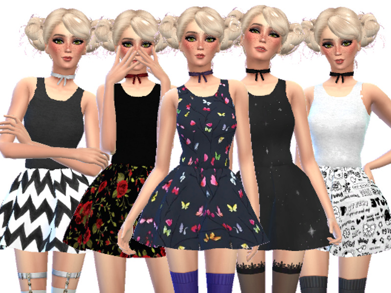 The Sims Resource - Pastel Gothic Mini Dresses