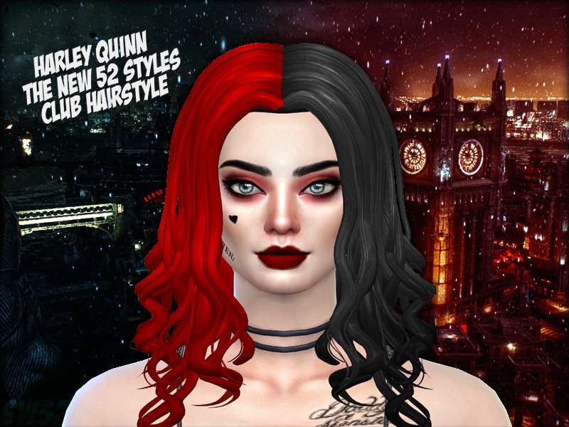 Sweet Sims32 S The New 52 Styled Harley Quinn Hair Recolor Mesh Needed - roblox harley quinn hair