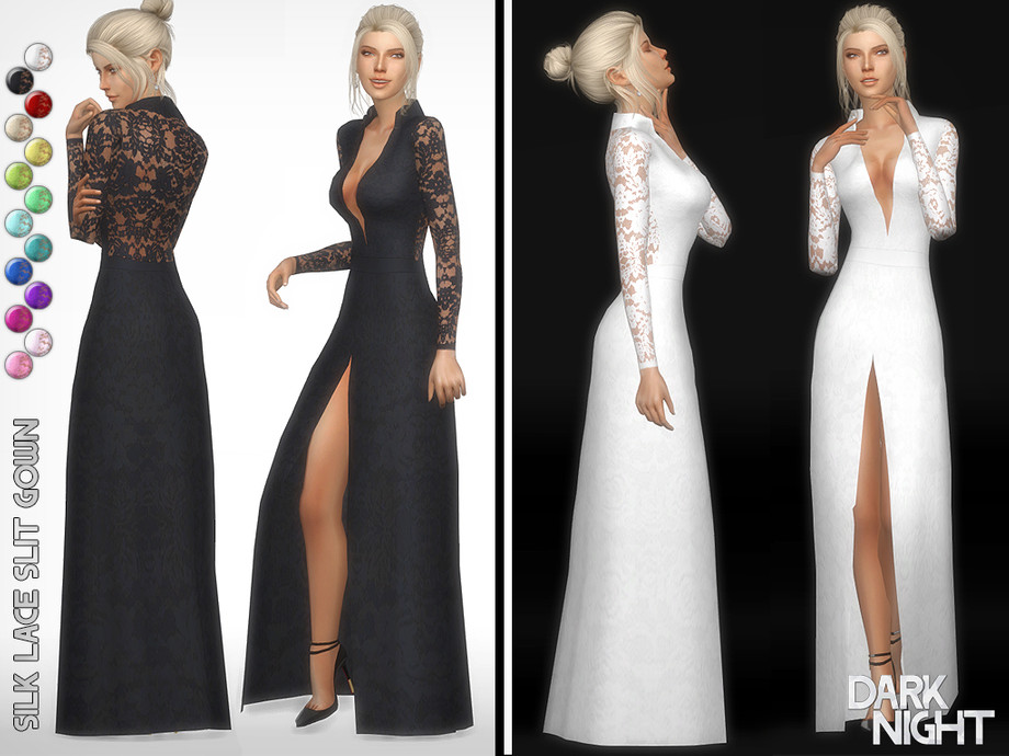 The Sims Resource Silk Lace Slit Gown