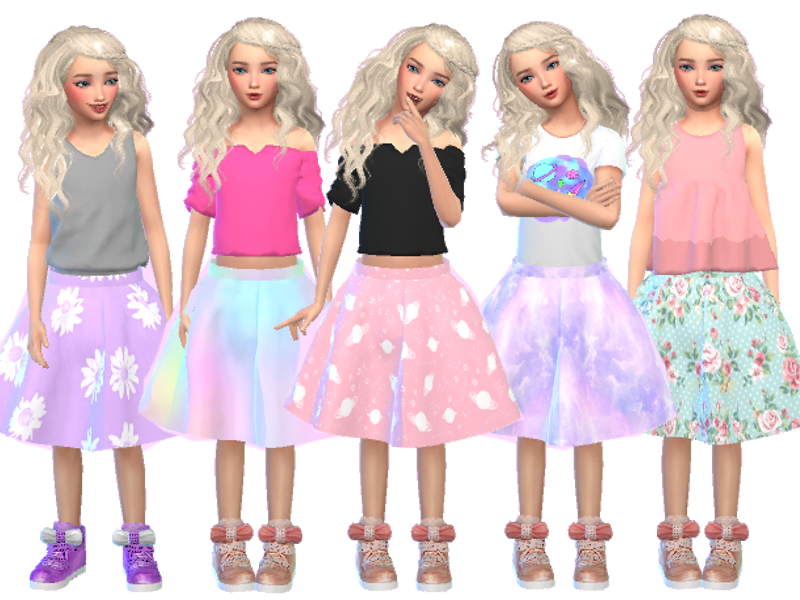 The Sims Resource - Kawaii Girls Skater Skirts