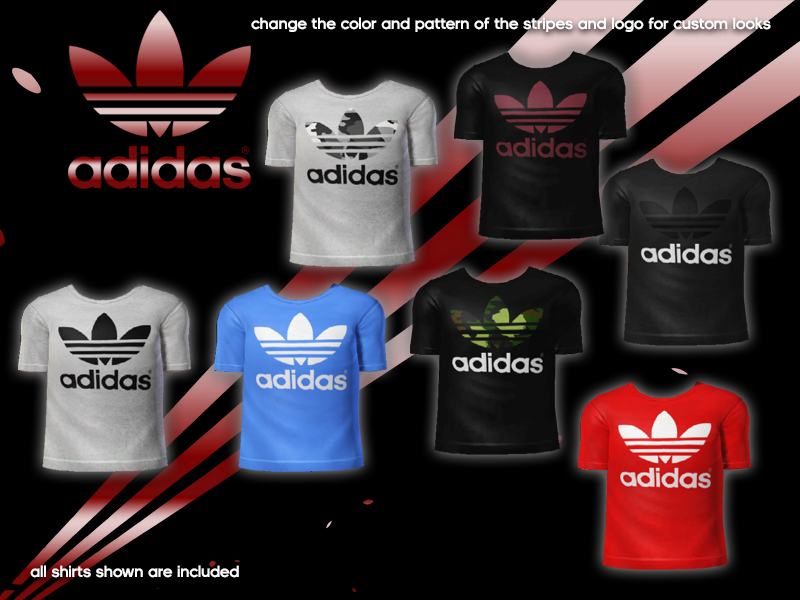 The Sims Resource - Adidas Trefoil Superstar Metallic T-Shirts for Guys