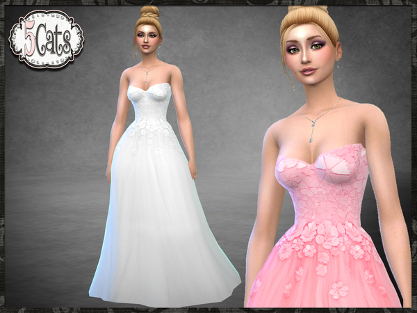 The Sims Resource - VR Floral Encrusted Tulle Ball Gown