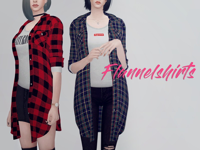 The Sims Resource - KK Long flannel shirts F