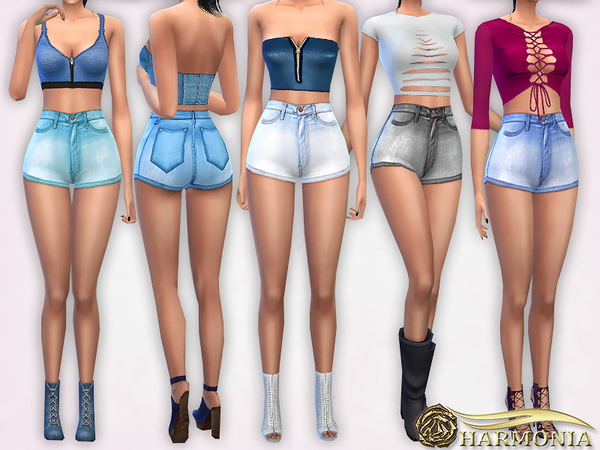 The Sims Resource - Classic High Waisted Denim Shorts