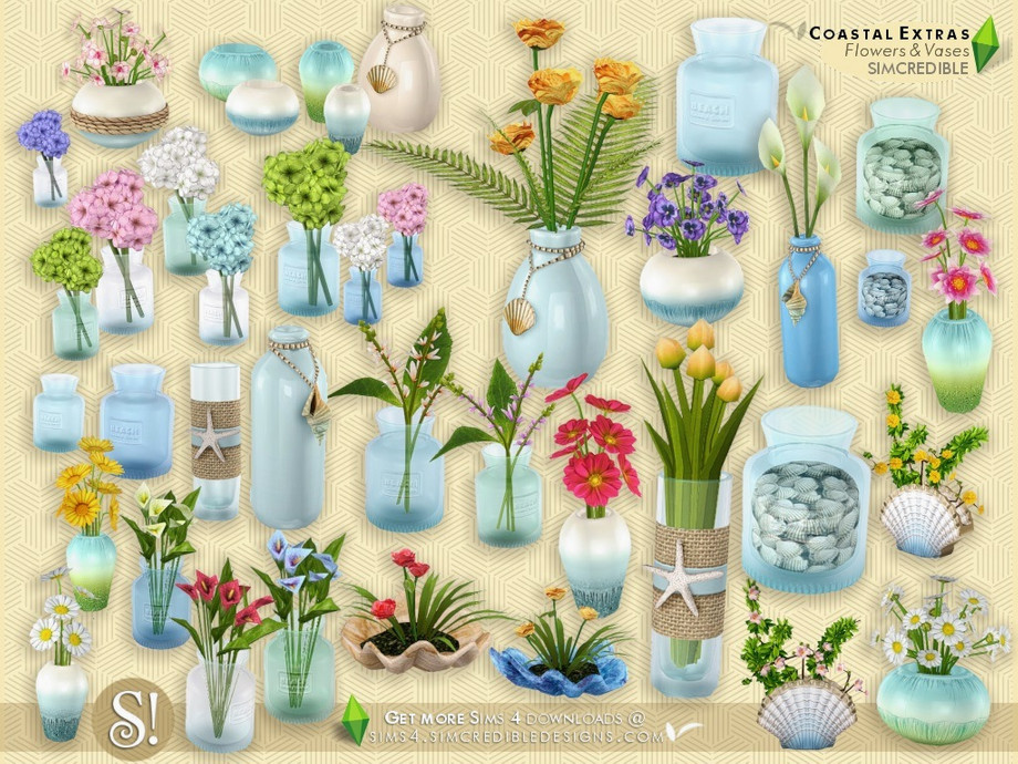The Sims Resource - Coastal Extras - Flowers and Vases