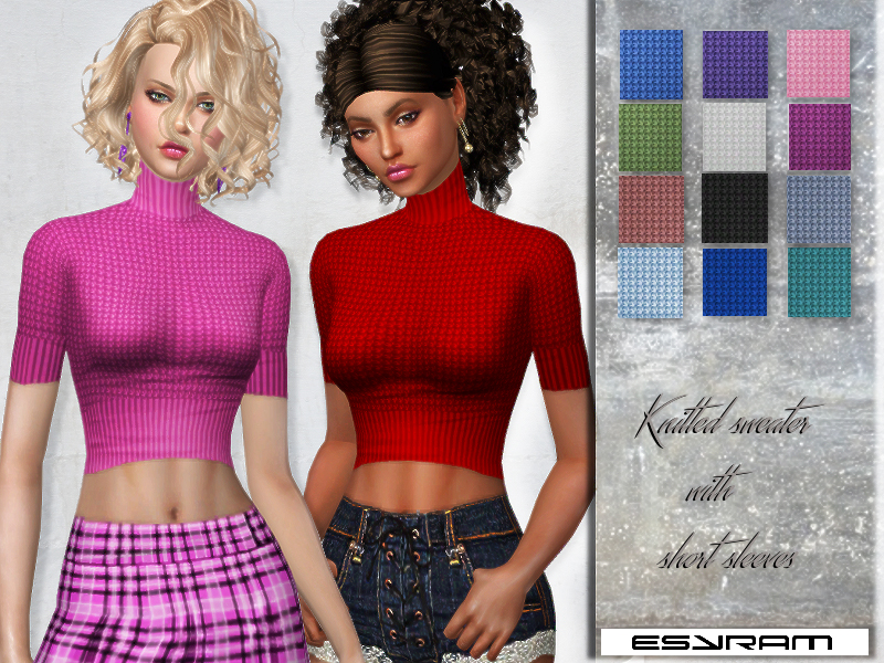 The Sims Resource - Knitted sweater with short sleeves