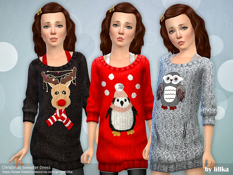 The Sims Resource - Christmas Sweater Dress
