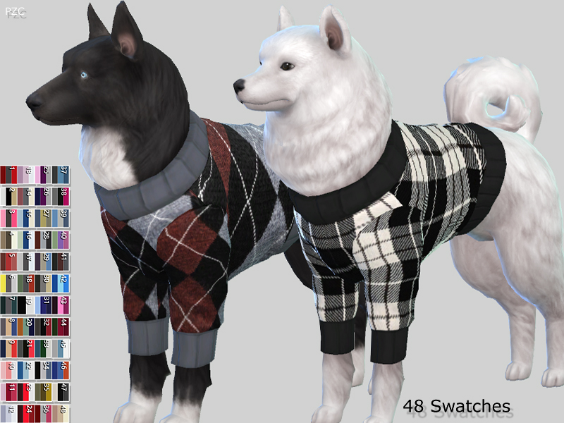 The Sims Resource - Burberry Large Dog Sweaters Collection