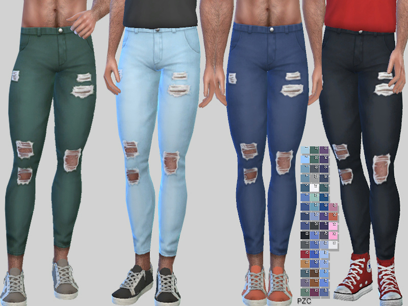 The Sims Resource - Ripped Denim Jeans Zack 010