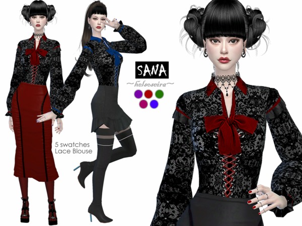 The Sims Resource - SANA - Lace Blouse/Top - FM
