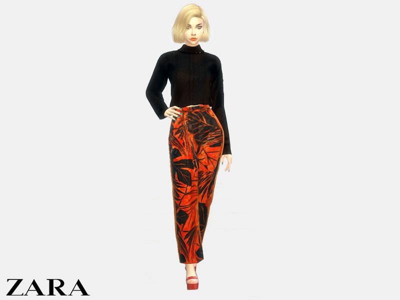 The Sims Resource - ZARA Loose Patterned Trousers *RECOLOR* - Mesh needed