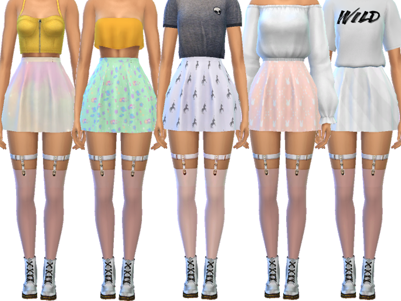 The Sims Resource - Pastel Skater Skirts- Mesh Needed