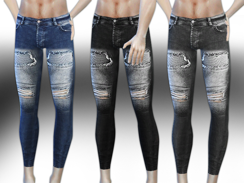 The Sims Resource - Drop Crotch Skinny Fit Men Jeans