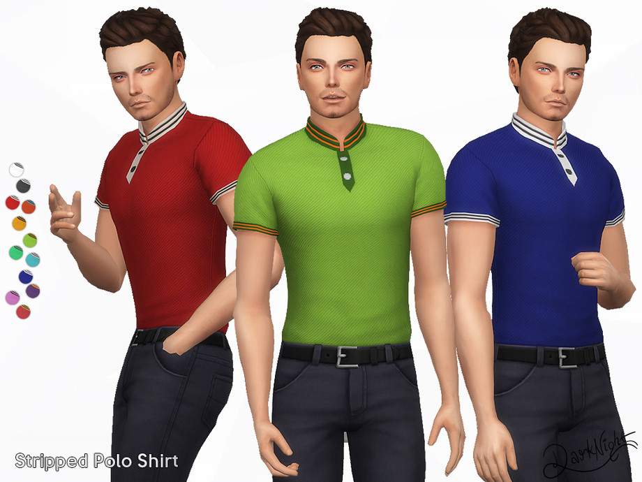 The Sims Resource - Stripped Polo Shirt