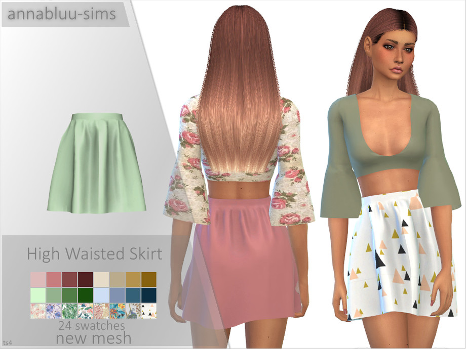 The Sims Resource - Annabluu's High Waisted Skirt