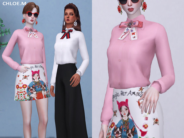 The Sims Resource - ChloeM-Bow tie Blouse
