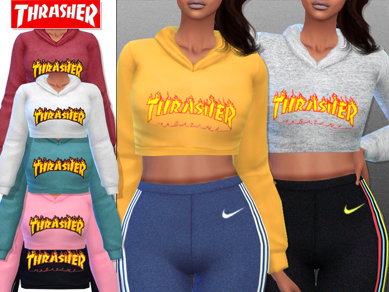 The Sims Resource - Thrasher Sporty Hoodie UPDATED