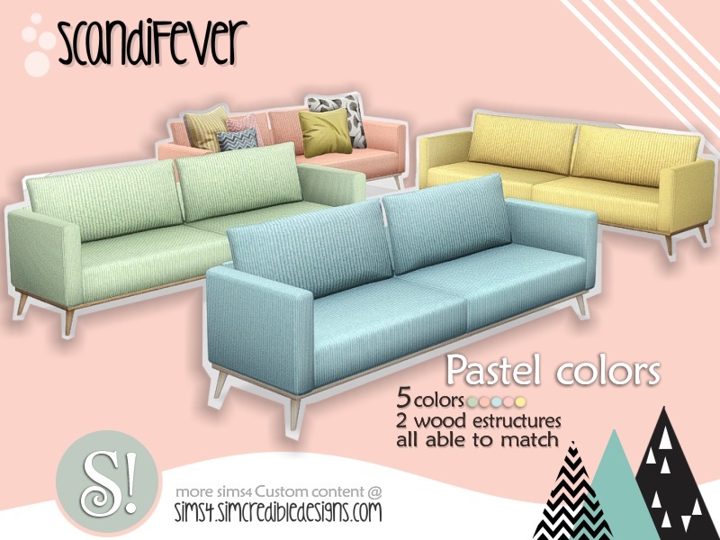 The Sims Resource - ScandiFever sofa (colorful)