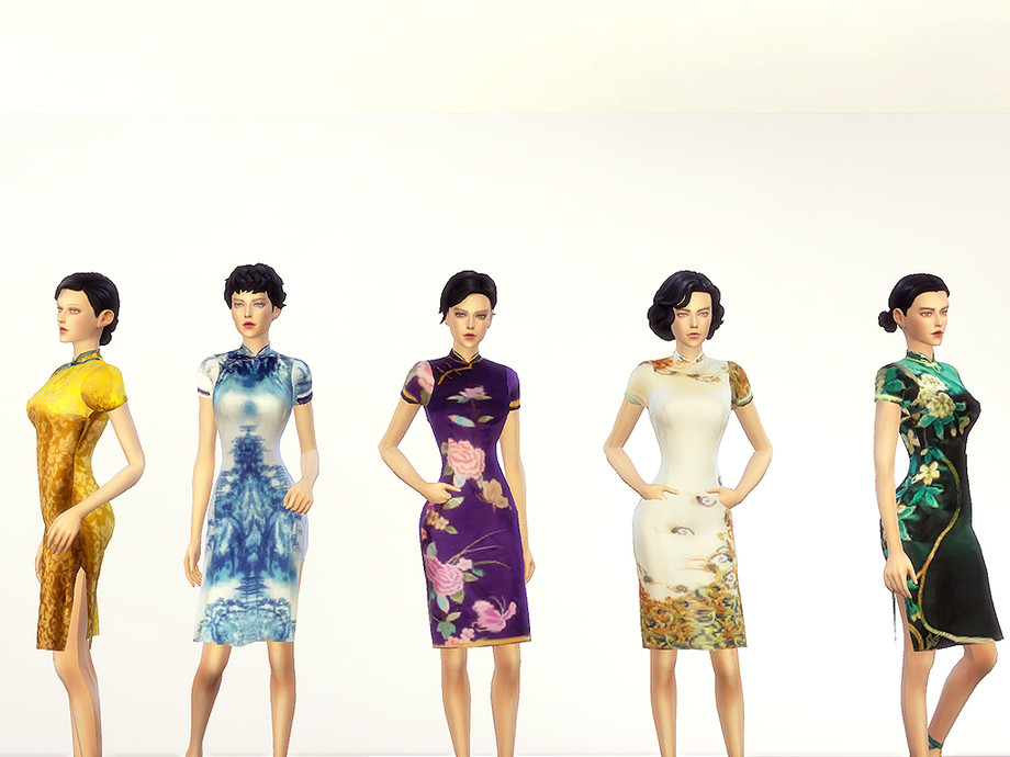 The Sims Resource - Traditional pattern qipao