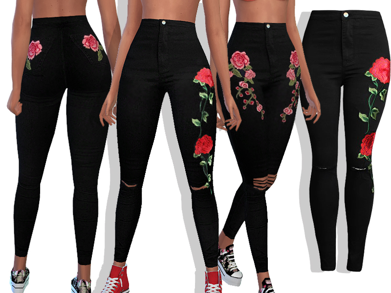 The Sims Resource - Top Shop Black Knee Ripped Denim Jeans