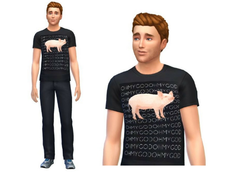 The Sims Resource - Shane Dawson Oh My God Pig Shirt
